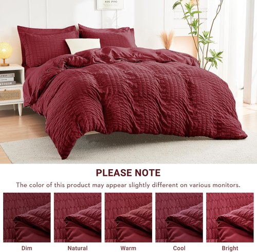 HYMOKEGE Burgundy Comforter Set - Luxurious 7-Piece All-Season Bedding Set with Sheets & Pillowcases