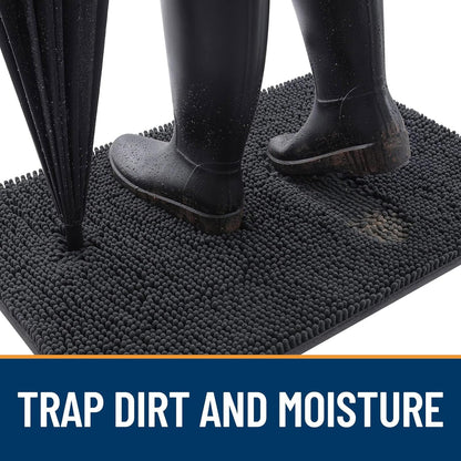 OLANLY Dog Door Mat - Absorbent Non-Slip Chenille Mat for Muddy Paws | 54x24 Inches, Dark Grey