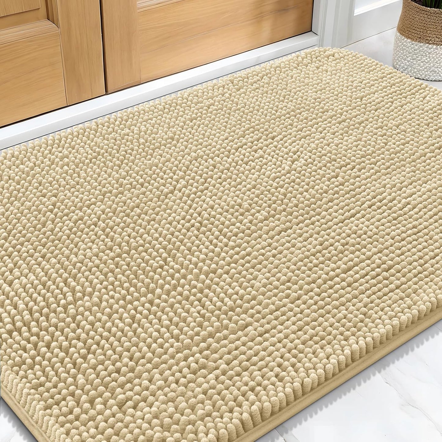 OLANLY Dog Door Mat - Absorbent Non-Slip Chenille Mat for Muddy Paws | 32x20 Inches, Quick Dry Design