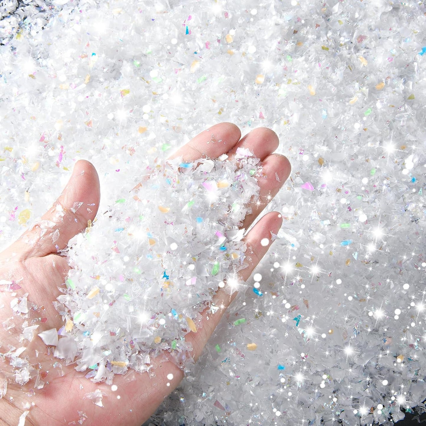 Skiennix Fake Snow Decor - Glittery Artificial Snow for Craft Making | 10.6 Ounce Holiday Decoration