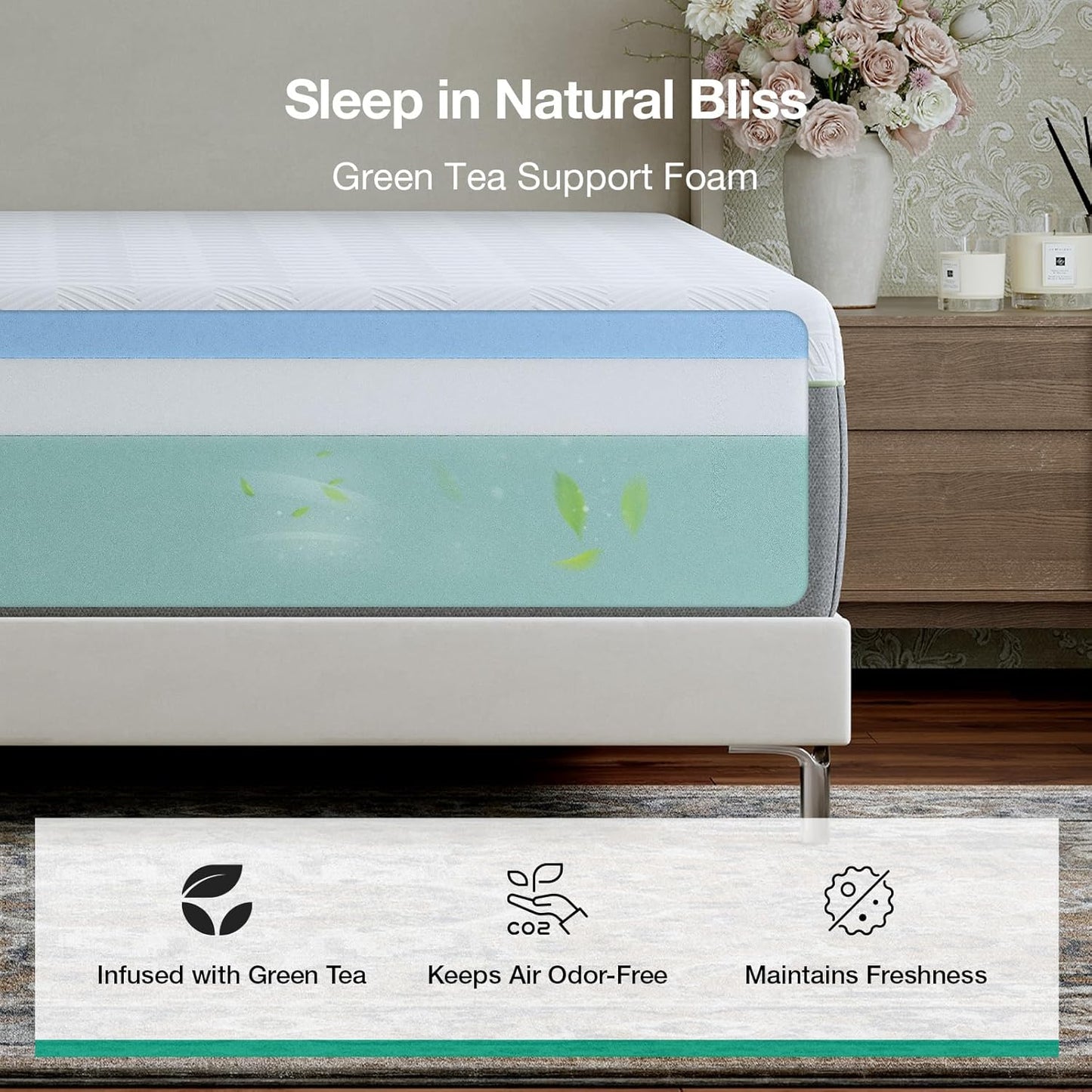 Novilla Bliss Queen Size Memory Foam Mattress - 10 Inch Cool-Touch Cover for Refreshing Sleep & Pain Relief
