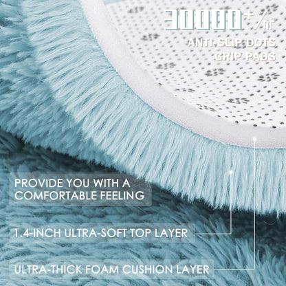 OLANLY Light Blue Round Area Rug - Soft, Fluffy, Machine Washable 2 ft Circle Carpet for Bedroom & Nursery Decor