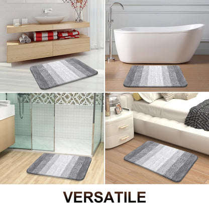 OLANLY Bathroom Rugs - Extra Soft Microfiber Mat with Rubber Backing | Quick Dry, Machine Washable, 24x16, Light Grey