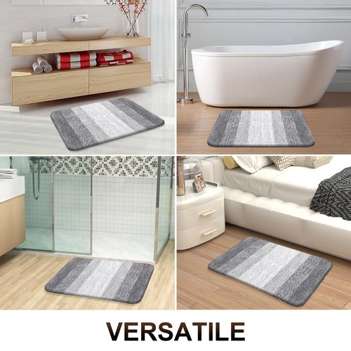 OLANLY Bathroom Rugs Mat 70x46, Extra Soft Absorbent Microfiber Bath Rugs, Rubber Backing, Quick Dry, Machine Washable Bath Mats for Bathroom Floor, Tub and Shower, Home Decor Accessories, Light Grey