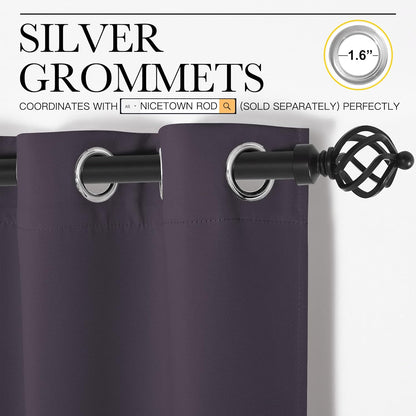 NICETOWN Greyish Purple Blackout Curtains - 90-Inch Thermal Insulated Drapes | 2 Panels, 55" Wide for Living Room