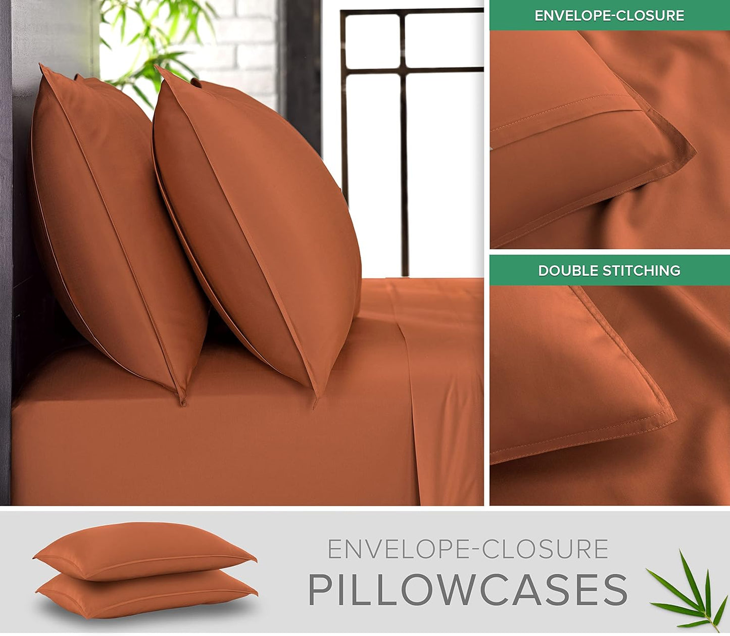 Pure Bamboo King Sheets - Luxuriously Soft 100% Organic Viscose Bed Sheet Set | Cooling & Durable (King, Terracotta)