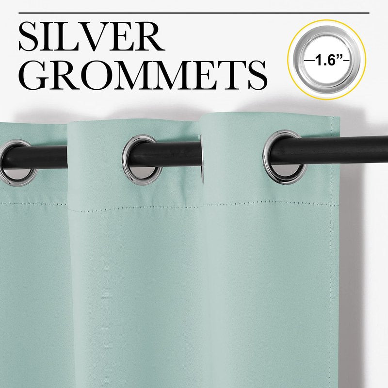 NICETOWN Window Curtain Panels, Thermal Curtains Insulated Solid Grommet Blackout Draperies/Drapes for Loft Window (Aqua, One Pair, 34 by 84-inch)