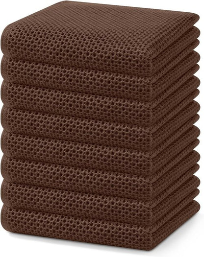 Homaxy Kitchen Dish Towels - Ultra Soft 100% Cotton Waffle Weave | Quick Drying, 13 x 28 Inches, 8-Pack, Coffee