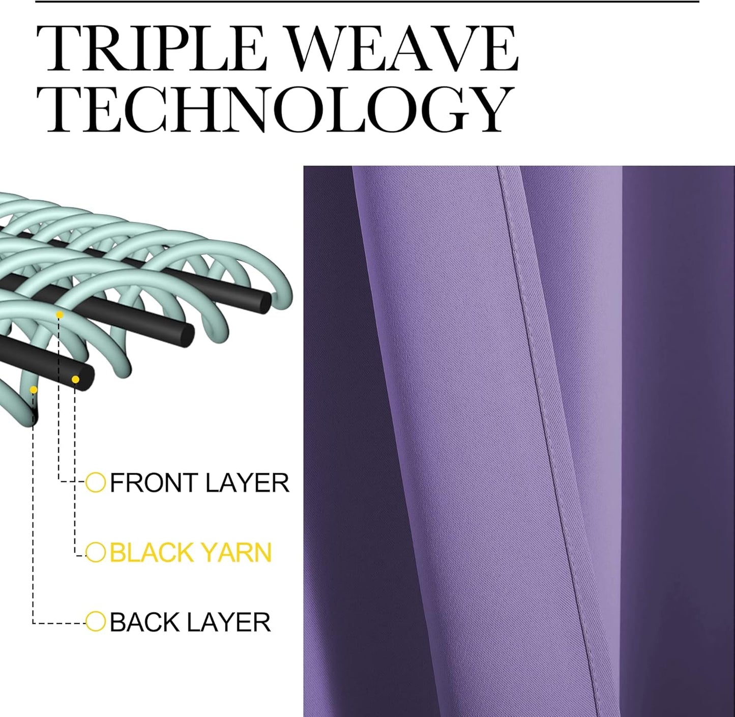 NICETOWN Lilac Purple Blackout Curtains - 120" Long, 55" Wide | Sound Reducing & Energy Efficient Panels (2 Pieces)