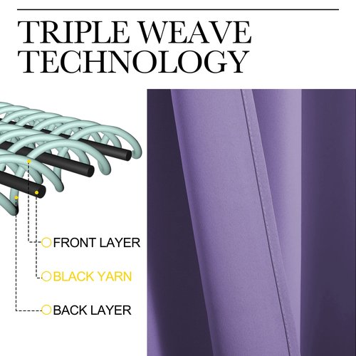 NICETOWN Bedroom Curtain Panels Blackout Draperies, Thermal Insulated Solid Grommet Blackout Curtains/Drapes (Lilac Purple, 1 Pair, 34 by 45-inch)