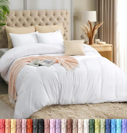 Utopia Bedding Duvet Cover Set with Pillowcases - 3 Pieces Bedding Duvet Cover with Zipper Closure - 1 Duvet Cover with 2 Pillowcases - Soft Brushed Microfiber (Full, White)