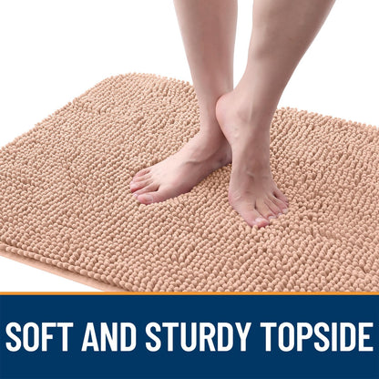 OLANLY Dog Door Mat - Absorbent Non-Slip Chenille Mat for Muddy Paws | 70x35, Quick Dry, Peach