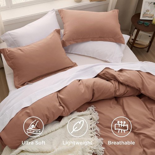 Bedsure Mocha Mousse Duvet Cover Set - Extra Soft Twin/Twin XL Bedding with Zipper Closure & Pillow Sham
