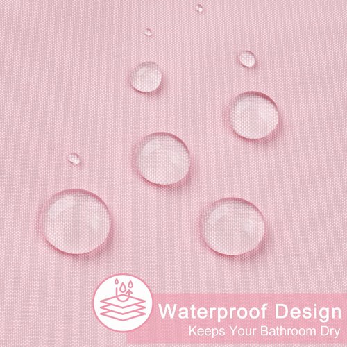 AooHome 36x72 inch Stall Shower Curtain Liner, Polyester Classic Solid Color Shower Curtain with Hooks, Weighted Hem, Waterproof, Pink