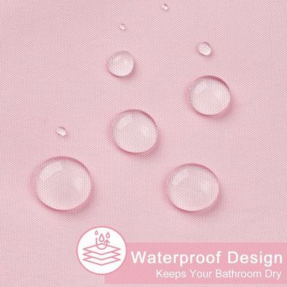 AooHome 36x72 inch Stall Shower Curtain Liner, Polyester Classic Solid Color Shower Curtain with Hooks, Weighted Hem, Waterproof, Pink