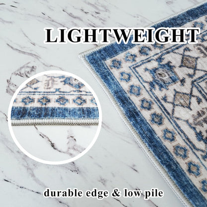 Skiennix 2x6 Washable Hallway Runner Rug - Ultra Soft Non-Slip Carpet for Indoor Use | Blue