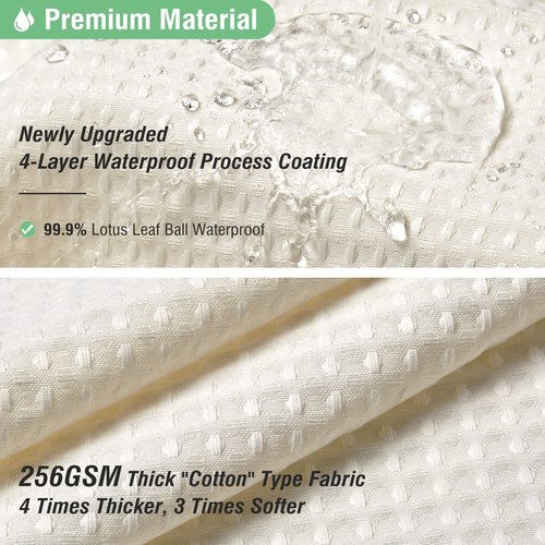 Dynamene Stall Fabric Shower Curtain - 60 x 84 inch Waffle Weighted Thick Cloth Shower Curtain for Bathroom, Cream/Ivory