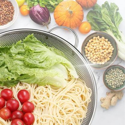 Gulex Stainless Steel Colander - 3-Quart Kitchen Strainer with Base | Dishwasher Safe Design