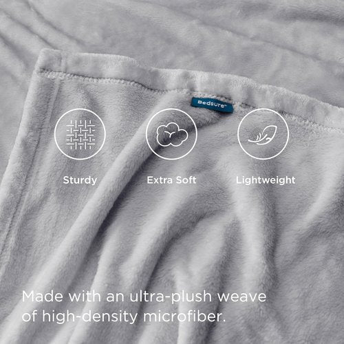 Bedsure GentleSoft Fleece Blanket - Cozy Small Throw for Kids | 43x55 Inches, Light Grey