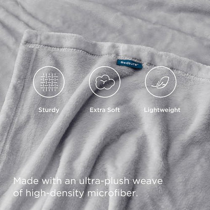 Bedsure GentleSoft Fleece Blanket - Cozy Small Throw for Kids | 43x55 Inches, Light Grey