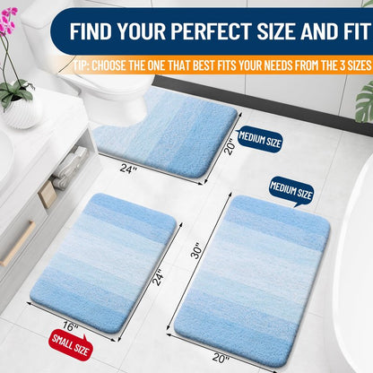 OLANLY Bathroom Runner Rugs Mat 47x20, Extra Soft Absorbent Microfiber Bath Rugs, Rubber Backing, Quick Dry, Washable Long Bath Mats for Bathroom, Tub and Shower, Home Decor Accessories, Sky Blue