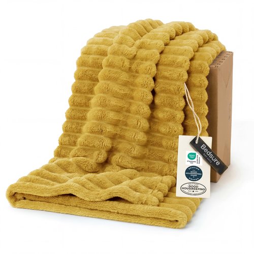 Bedsure GentleSoft Yellow Throw Blanket for Couch - Cozy Soft Fleece Blankets for Women, Cute Small Throws for Girls, Honey, 50x60 Inches