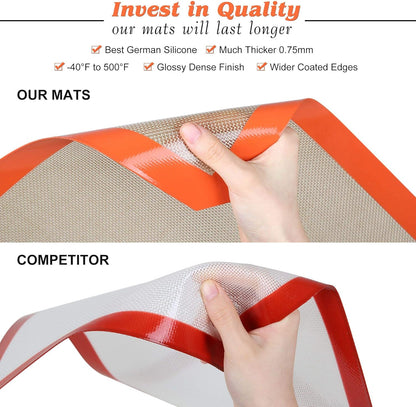 Skiennix Silicone Baking Mat - Non-Stick & Reusable Half Sheet Set of 2 | Perfect for Baking & Oven Use