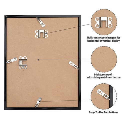 LaVie Home 10x12 Picture Frame for Wall Display, 10x12 Black Picture Frame with HD Plexiglas, 10 x 12 Frame 1 Pack, Display Frame for Vertical or Horizontal, Classic Collection