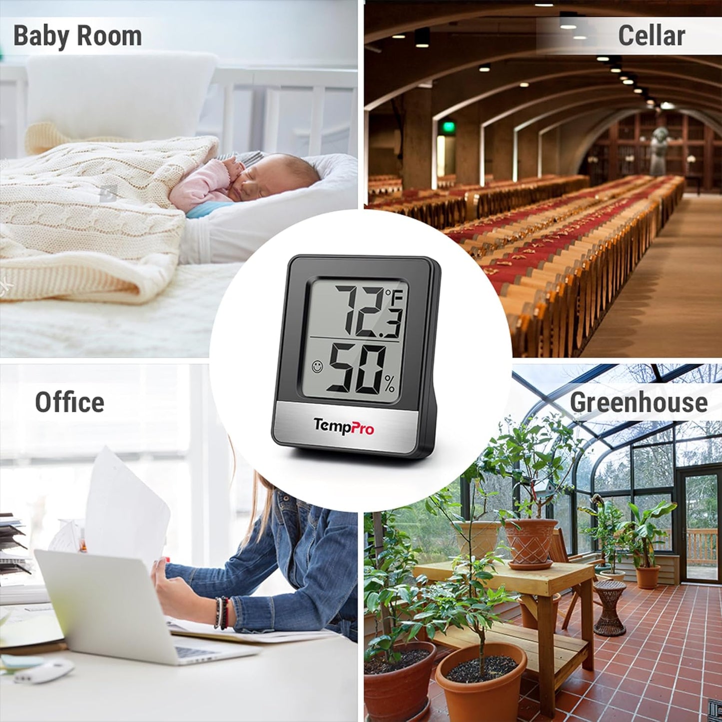 TempPro Digital Hygrometer - Indoor Thermometer with Humidity Monitor | Compact Mini Design