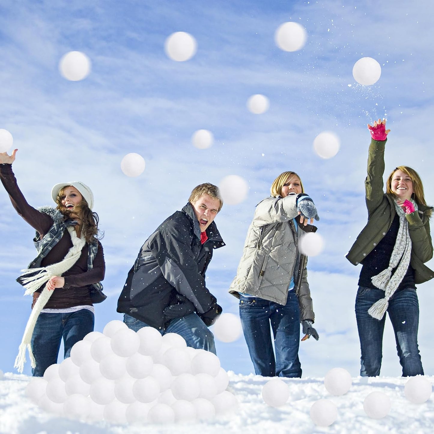 Skiennix Fake Snow Balls - Soft Plush Indoor/Outdoor Snowball Fight Set | 120 Pack for Kids & Christmas Decor
