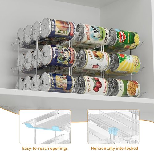 LXLXXL Can Organizer - Clear Automatic Rolling Storage Rack for Pantry | Holds Up to 36 Cans