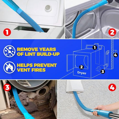 Holikme Dryer Vent Cleaner Kit - 30ft Brush, Lint Vacuum Attachment & Adapters | Efficient Blue Cleaning Solution