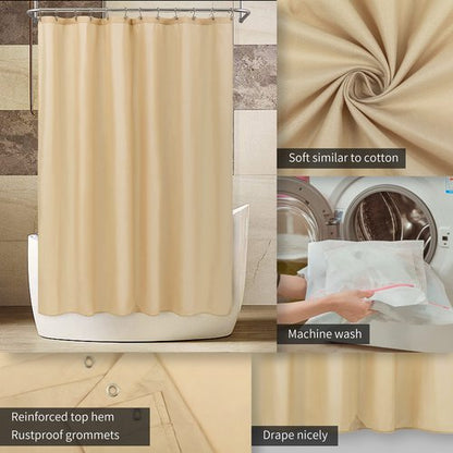 ALYVIA SPRING Stall Fabric Shower Curtain Liner Waterproof - Soft & Lightweight Small Shower Curtain with Magnets for Narrow Stall Size, Machine Washable - 36x72, Khaki