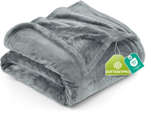 Utopia Bedding Fleece Blanket King Size Ash Grey 300GSM Luxury Fuzzy Soft Anti-Static Microfiber Bed Blanket (90x102 Inch)