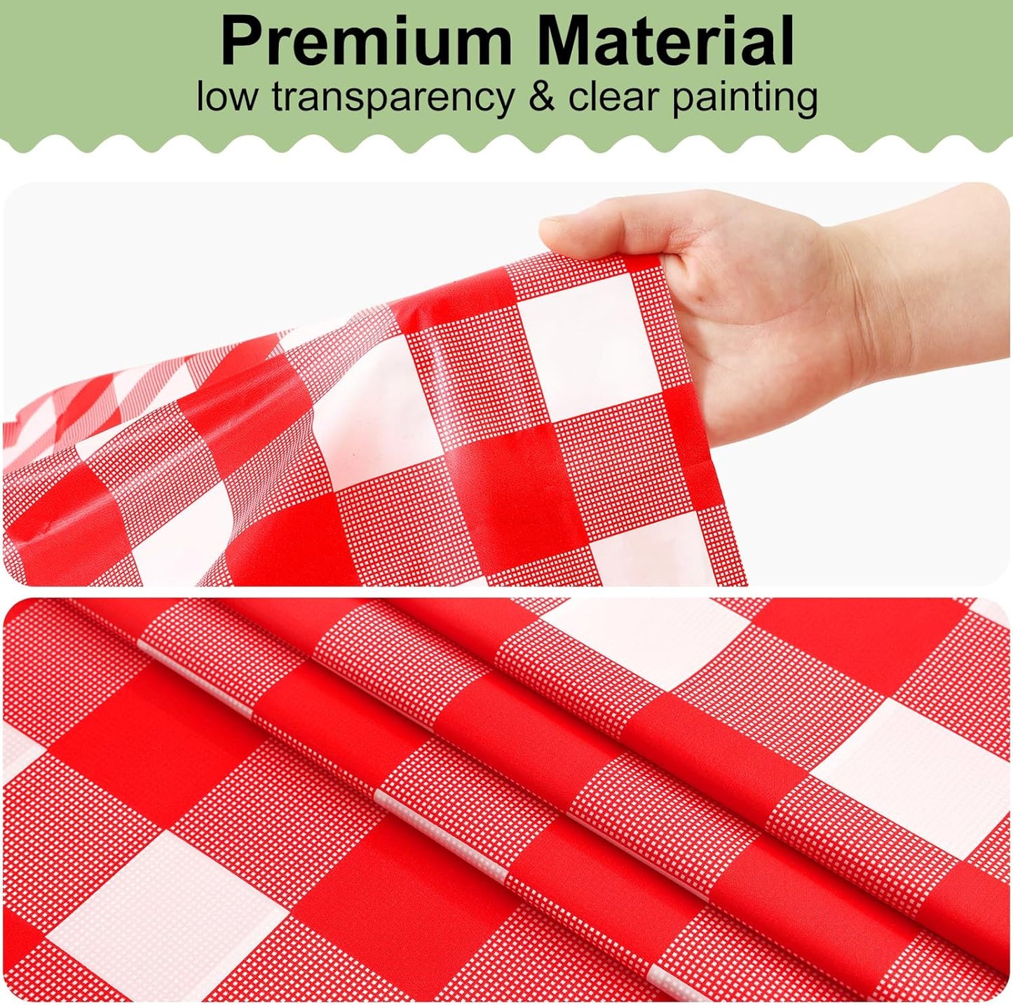 Misaya Buffalo Disposable Tablecloths - Waterproof Red & White Checkered | 54 x 108 Inch for Parties & Picnics