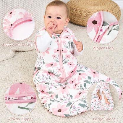 Yoofoss Baby Sleep Sack 6-12 Months, TOG 2.5 Baby Wearable Blanket with 2-Way Zipper, 100% Organic Cotton Fabric Winter Newborn Sleeping sack, Warm Soft Comfy(Medium)