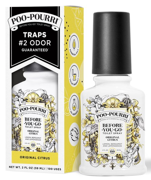 Poo-Pourri Before-You-Go Toilet Spray, Original Citrus, 2 Fl Oz, Up to 100 Uses, Bathroom Odor Deodorizer with Essential Oils for Home or Work, Travel Essentials, TSA Approved Size, Lemon Bergamot