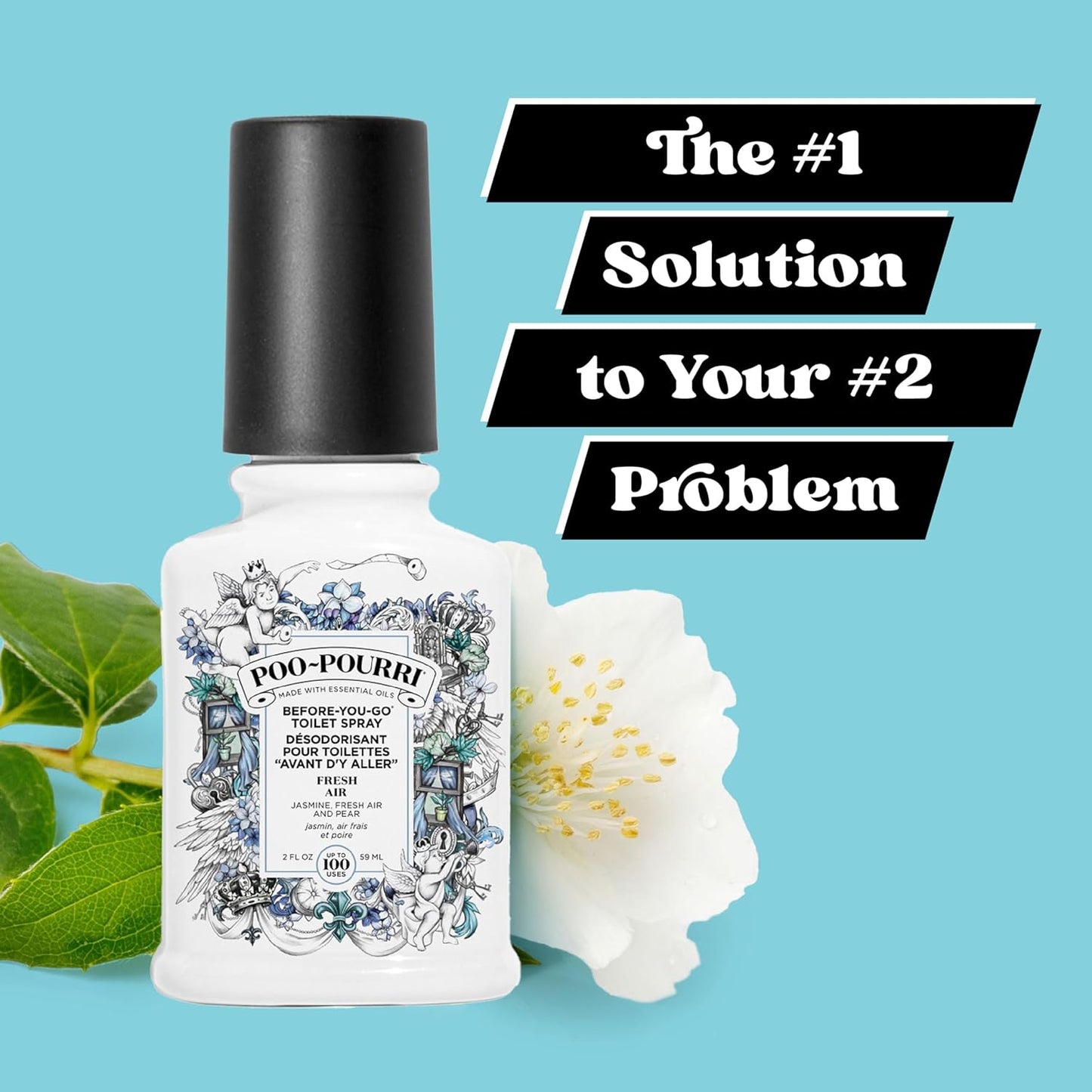 Poo-Pourri Before-You-Go Toilet Spray - Fresh Air & Mint Scent, 2 Fl Oz | Jasmine Infusion