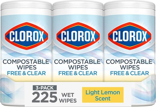 Clorox Free & Clear Cleaning Wipes - Light Lemon Scent, 75 Count, Pack of 3