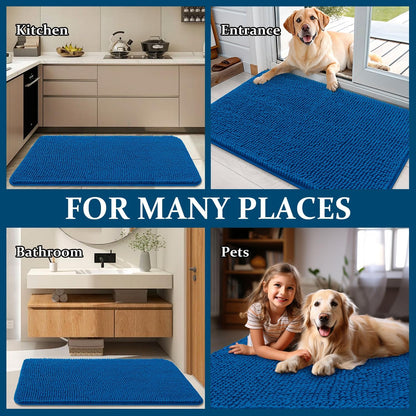 OLANLY Dog Door Mat - Absorbent Non-Slip Washable Doormat for Muddy Paws | 47x32 Deep Navy Blue