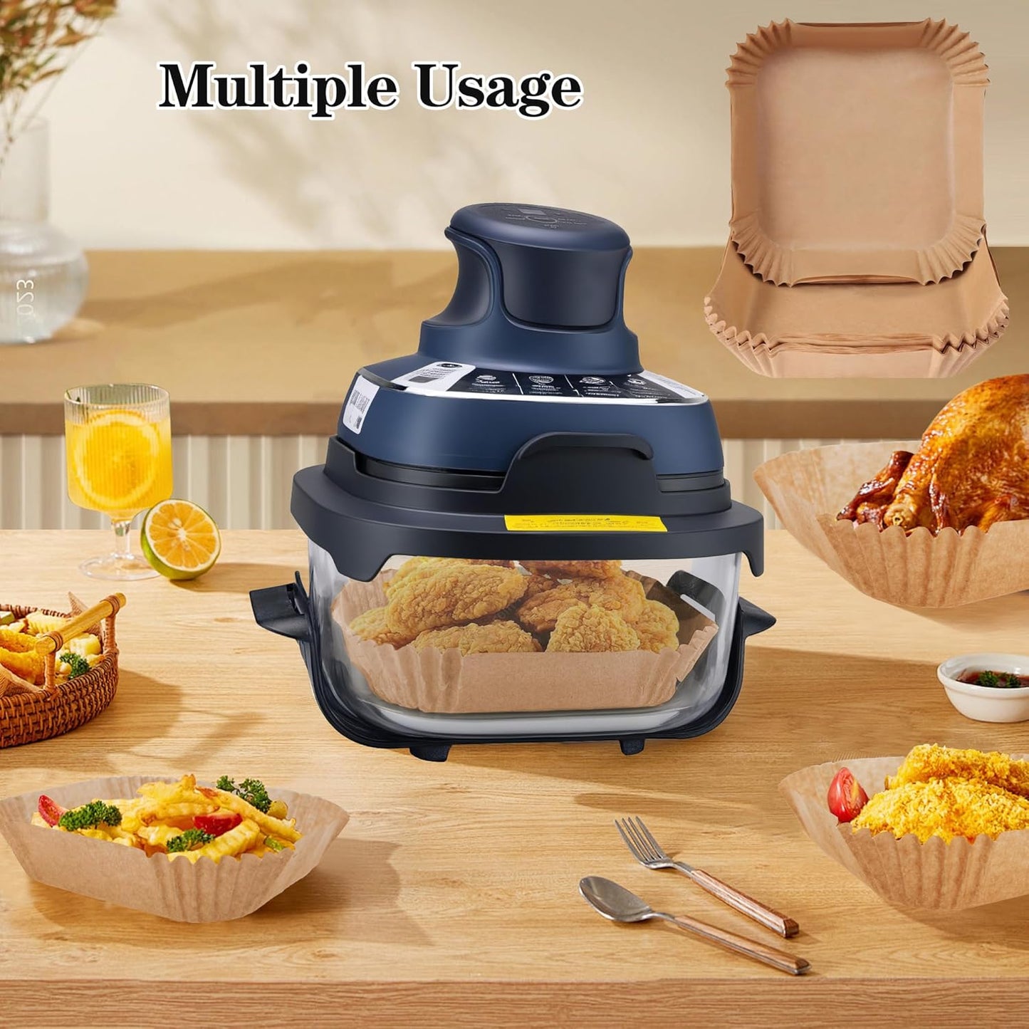Ninja Crispi Air Fryer Liners - 260 PCS Non-Stick Parchment Paper for 4-in-1 Cooking System