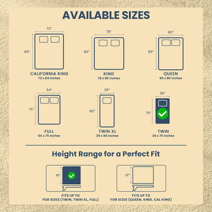 Utopia Bedding Twin Size Mattress Protector - Waterproof Terry Cover | Soft, Breathable & Deep Pocket 15" (Beige)
