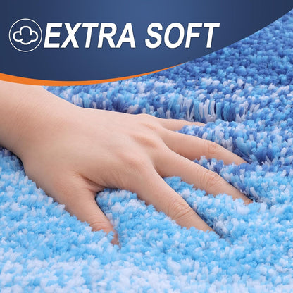 OLANLY Bathroom Runner Rugs - Extra Soft Microfiber Bath Mats | Quick Dry, Washable, 47x17, Light Royal Blue
