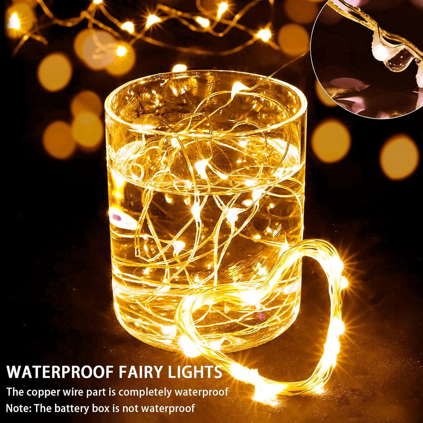 Skiennix 20 LED Yellow Fairy Lights - 7Ft Twinkle String Lights | Battery Operated & Waterproof for Festive Decor