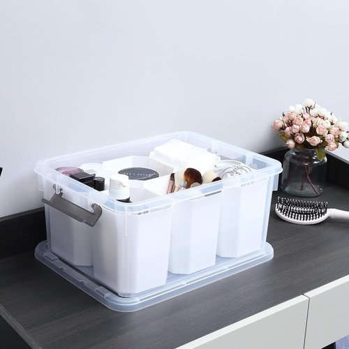 Citylife 17 QT Clear Plastic Storage Bins - Stackable Multipurpose Containers with Lids for Organizing Tools & Crafts