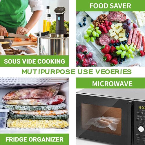 Food Saver Vacuum Sealer Bags - 4 Pack, 11" x 25' Rolls, Commercial Grade, Microwave & Freezer Safe