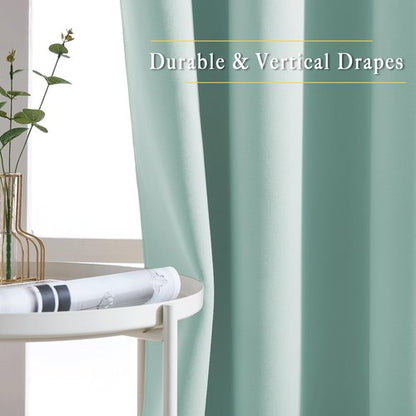 NICETOWN Blackout Curtains for Bedroom - Window Treatment Energy Saving Thermal Insulated Solid Grommet Blackout Drapes for Living Room (Aqua Blue, 1 Pair, 66 by 84-Inch)