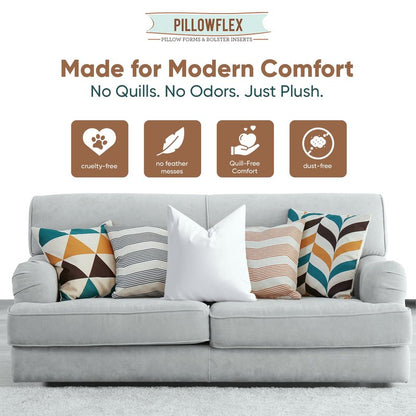 Pillowflex Synthetic Down Pillow Insert - 18x18 Down Alternative, Ultra Soft Throw Pillow, Couch Sham, Bed Sleeping Accent Pillow - 1 Decorative Accent Form