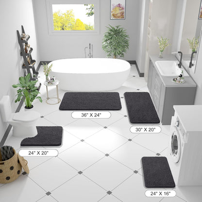 OLANLY Large Bath Rugs - Extra Soft Chenille | Quick-Dry, Machine Washable, 40x32, Dark Grey