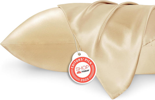 Bedsure King Size Satin Pillowcase Set - Champagne Gold Silky Cases for Hair & Skin | 20x36 Inches, 2-Pack